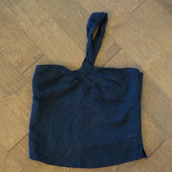 NWT Veronica Beard Belinda Jacquard Linen One Shoulder Strap Top Size 10 Black - Picture 3 of 8